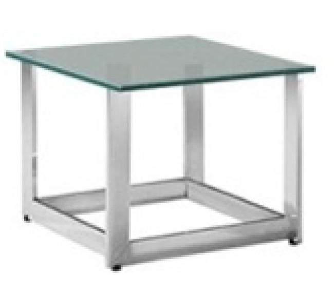 BASE MESA LATERAL BERLIM, EM ALUMÍNIO POLIDO 50CM X 50CM X 47CM ALTURA (NÃO ACOMPANHA O VIDRO)