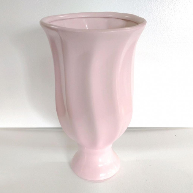 Vaso cerâmica torcido (ROSA BEBÊ) G