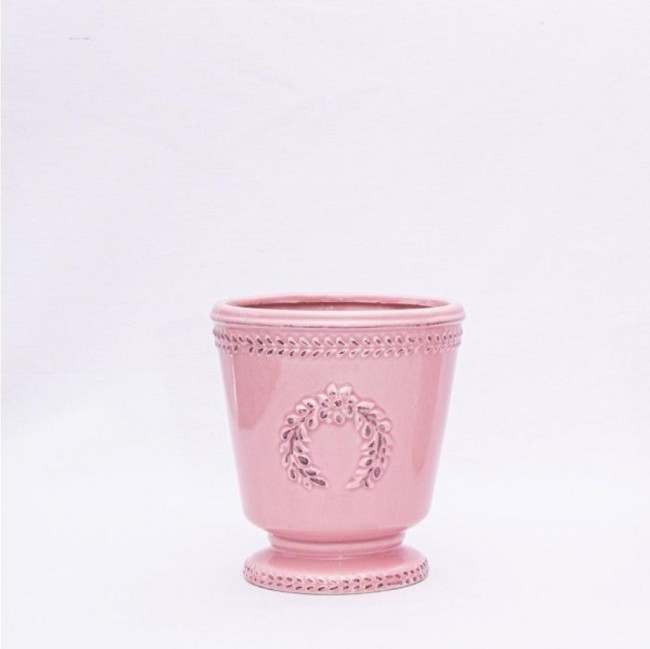 VASO PORCELANA ROSA COM RAMOS