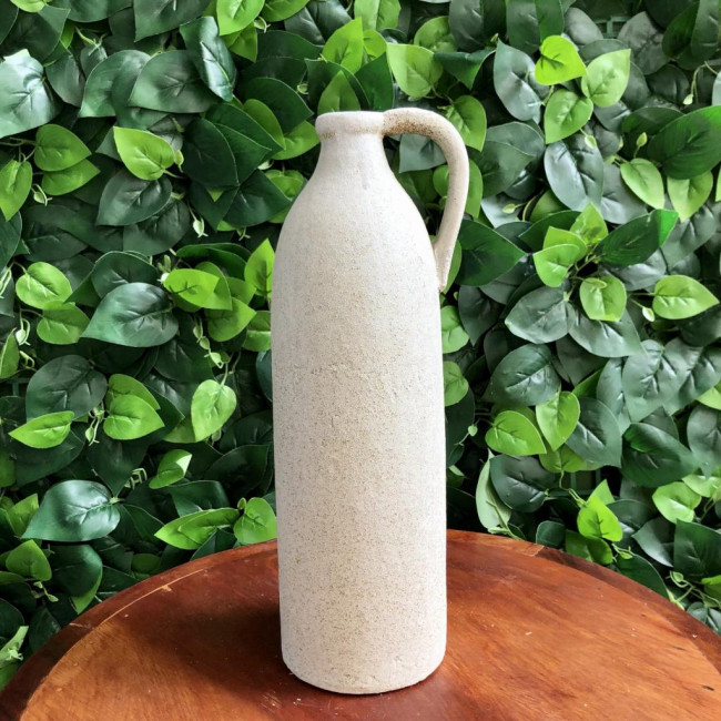Vaso Cerâmica Bege c/ Alça-  G