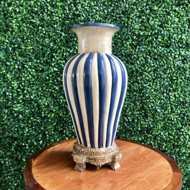 Vaso de Listra Azul e Branco - M