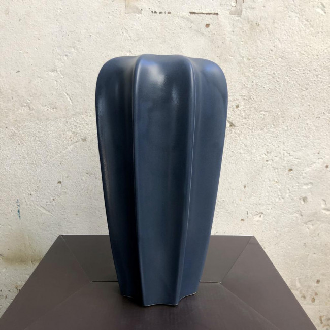 Vaso de Cerâmica Listra Azul Marinho M