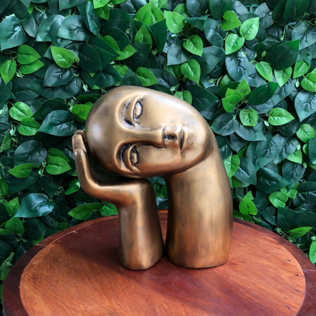 Escultura Face Dourada