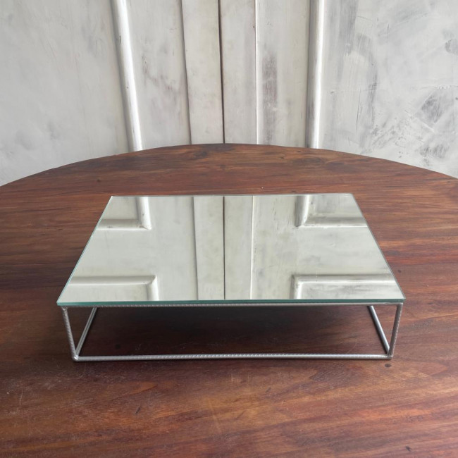 Bandeja Geométrica Cubo Prata M [Retangular Alta ]