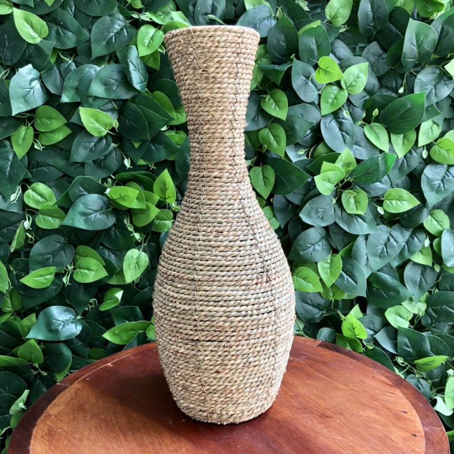 Vaso Pescoço Alongado de Palha Novo