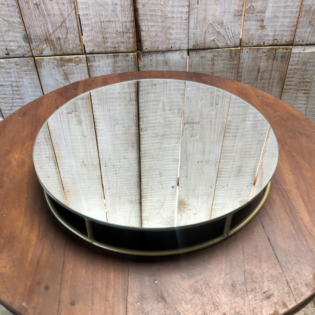 Boleira Geométrica c/ Espelho Prata - 35 cm Alta