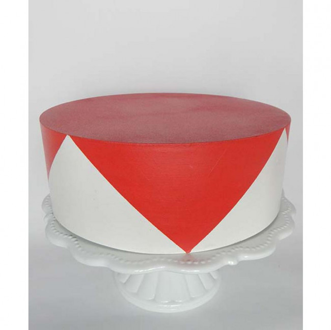 BOLO FAKE MDF REDONDO CIRCO VERM E BRANCO GR