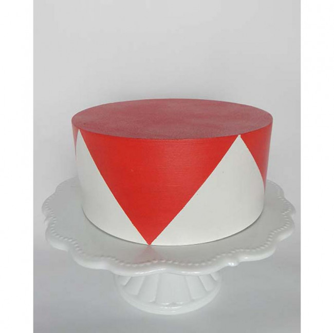 BOLO FAKE MDF REDONDO CIRCO VERM E BRANCO PQ