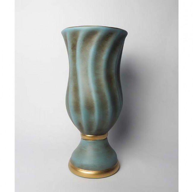 VASO TORCIDO AZUL FILETE DOURADO