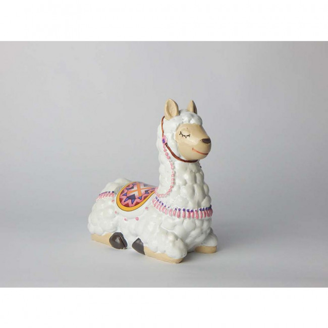 LHAMA CERAMICA SENTADA BRANCA