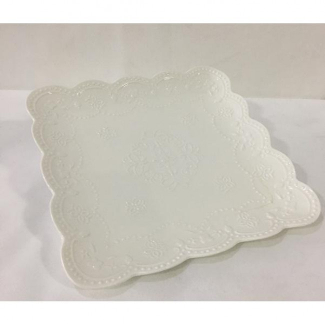 PRATO LOUÇA QUADRADO ARABESCO BRANCO P