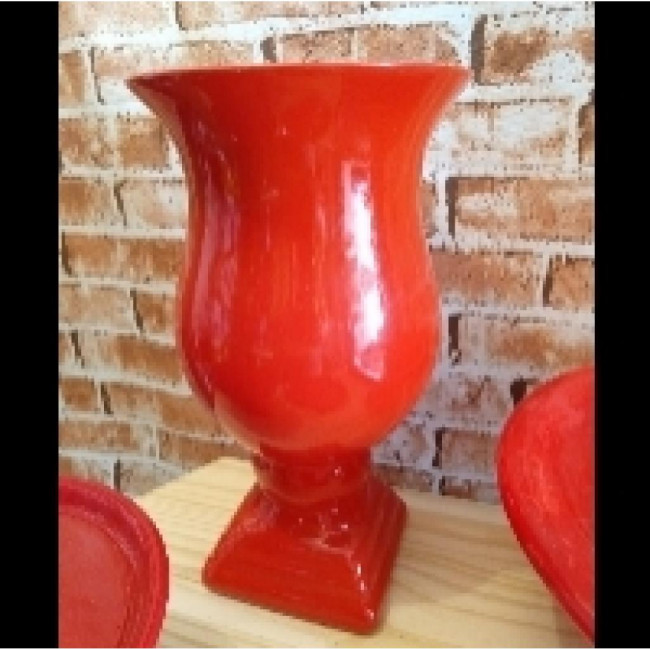 VASO  DE LOUÇA VERMELHO  (1 UNI)