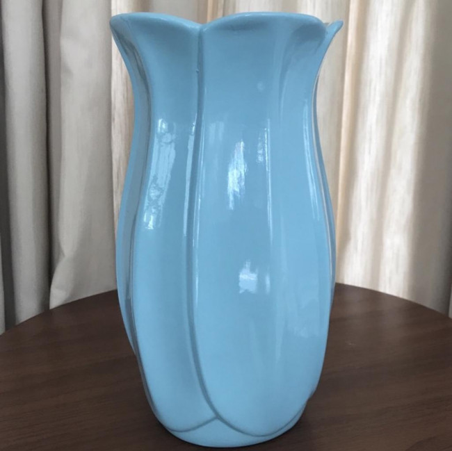 Vaso pétala cerâmica azul candy G