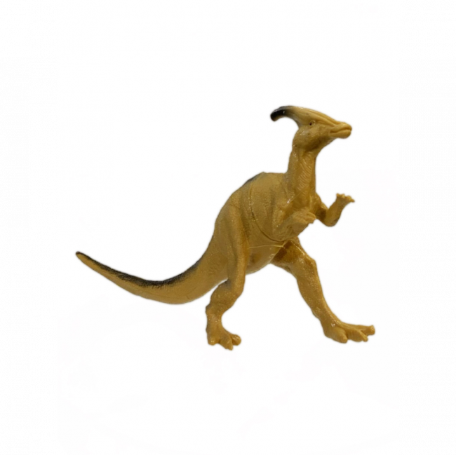 DINOSSAURO PARASSAUROLOFO BORRACHA BEGE E PRETO (C 20 CM | L 10 CM | A 14 CM)