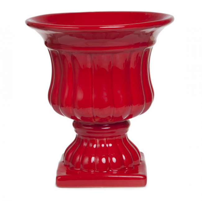 VASO TAÇA CERÂMICA VERMELHO MÉDIO (D 18 CM | A 20 CM)
