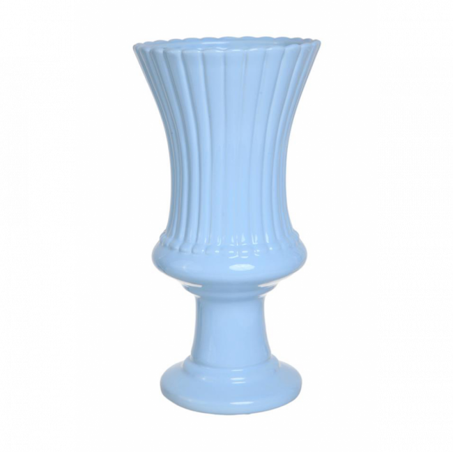 VASO TAÇA DRANCY CERÂMICA AZUL BEBÊ TAM G (D 19 CM | A 37 CM)
