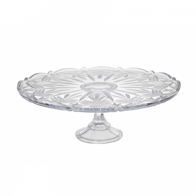 PORTA TORTA ONDULADO IRREGULAR PARA CIMA CRISTAL INCOLOR (D 28 CM | A 10 CM)