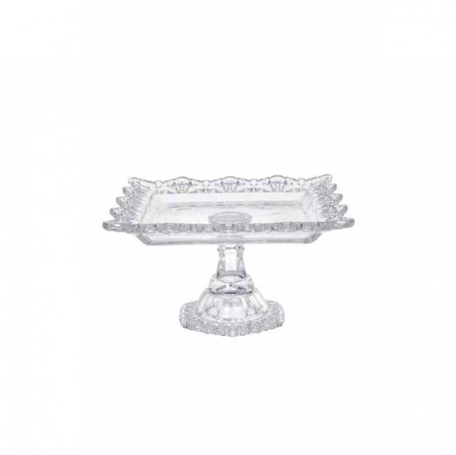 PORTA TORTA QUADRADO RENDA CRISTAL INCOLOR (C 23 CM | L 23 CM | A 13 CM)