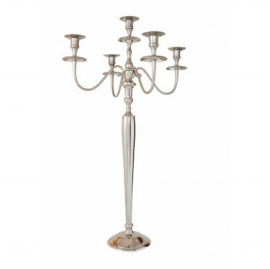 CANDELABRO 5 VELAS PRATA (D 50 CM | A 94 CM)