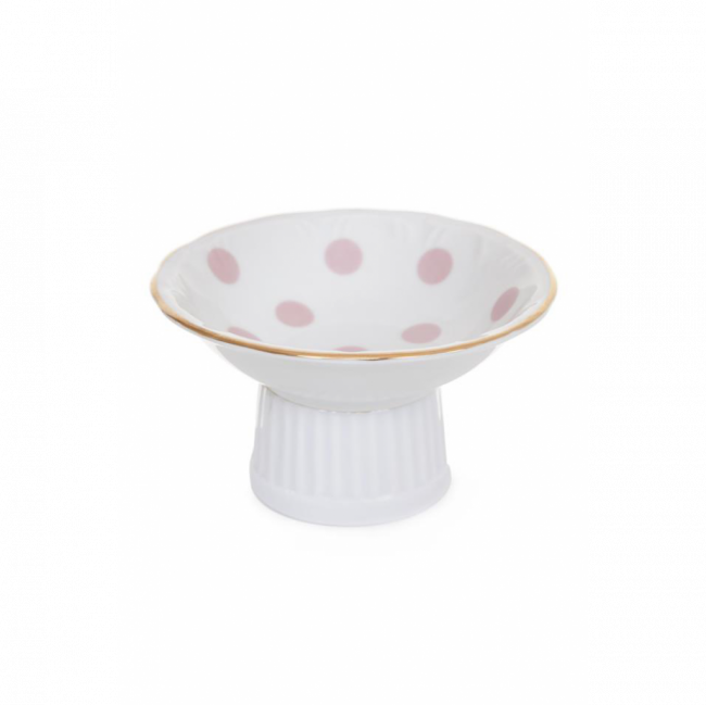 POÁ ROSA BOWL CERÂMICA C/ PÉ E BORDA DOURADA (D 8 CM | A 14 CM)