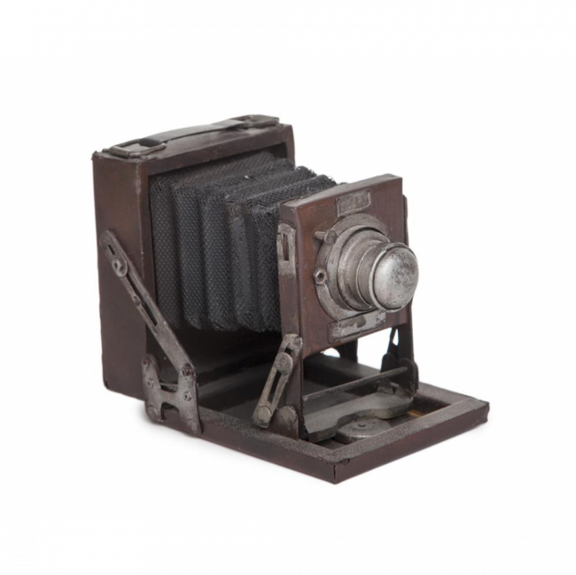 MÁQUINA FOTOGRÁFICA ANTIGA METAL MARROM (C 17 CM | L 11 CM | A 14 CM)
