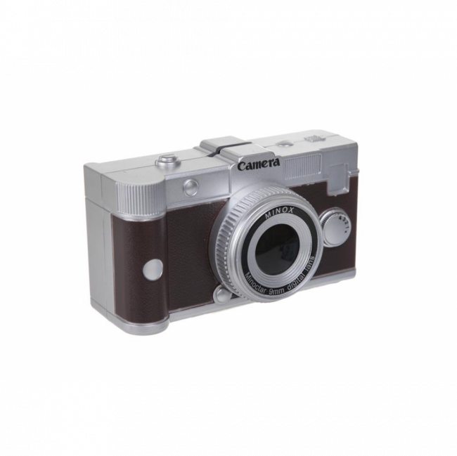 MÁQUINA FOTOGRÁFICA METAL MARROM E PRATA (C 15 CM | L 7 CM | A 8 CM)