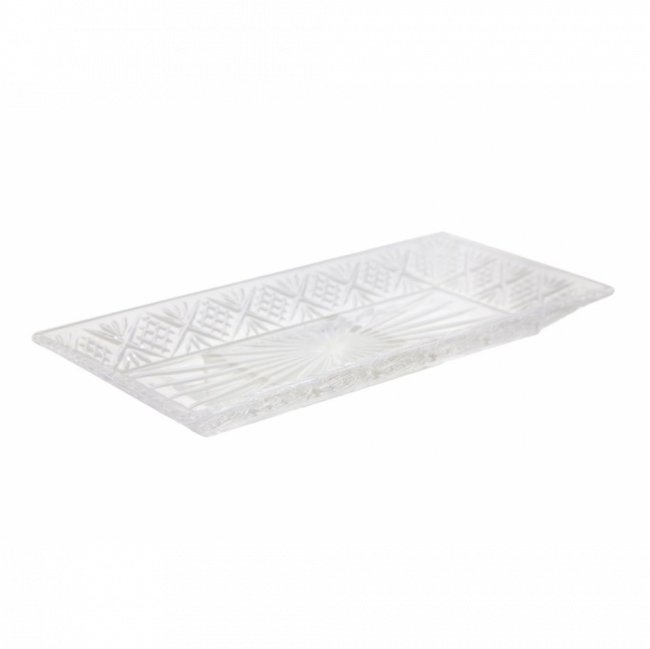 PRATO RETANGULAR CRISTAL TRABALHADO TRANSPARENTE (C 30 CM | L 15 CM | A 3 CM)