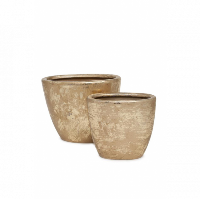 VASO OVAL RESINA DOURADO TAM M