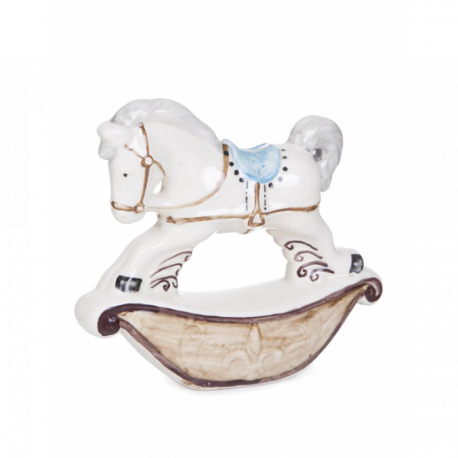 CAVALINHO BABY CERÂMICA NUDE MARROM AZUL (C 23 CM | L 4 CM | A 20 CM)