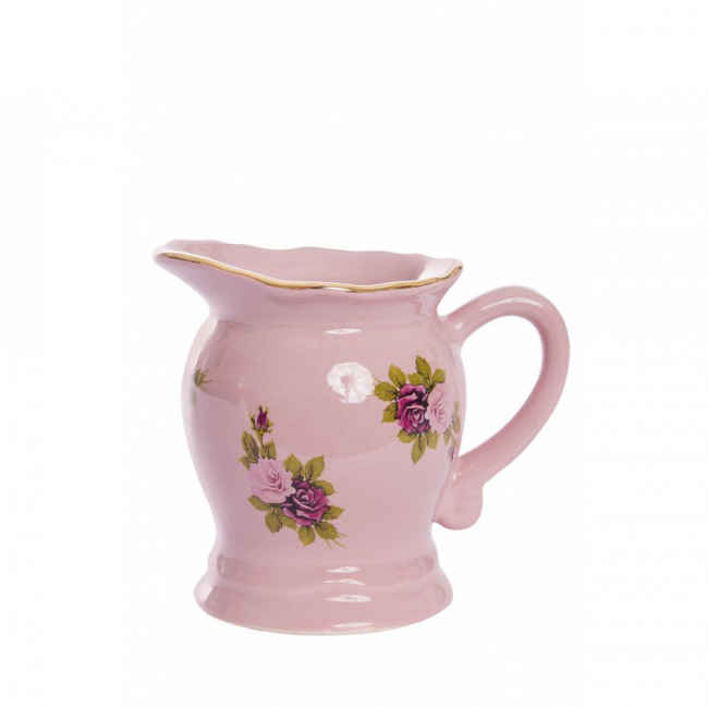 CONJUNTO FLORAL CREMEIRA CERÂMICA ROSA GOIABA (D 9 CM | A 10 CM)