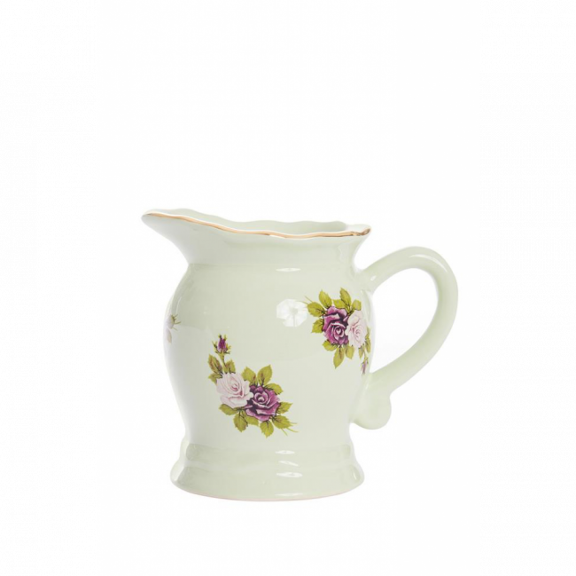 CONJUNTO FLORAL CREMEIRA CERÂMICA VERDE LIMÃO (D 9 CM | A 10 CM)