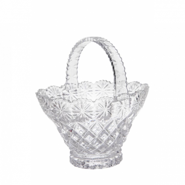 CESTINHA LAPIDADA CRISTAL TRANSPARENTE (C 15 CM | L 18 CM | A 17 CM)
