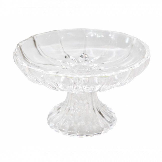 PRATINHO C/ PÉ RELEVO IRRADIADO CRISTAL TRANSPARENTE (D 12 CM | A 7 CM)