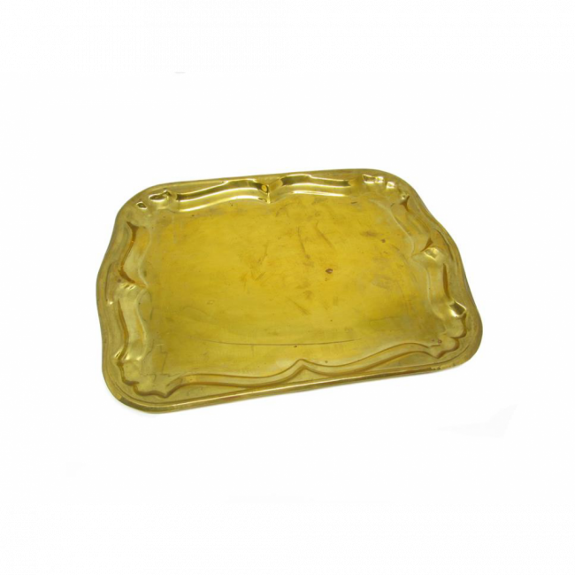 BANDEJA RETANGULAR BORDA IRREGULAR METAL DOURADO (C 38 CM | L 28 CM | A 1 CM)