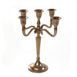 CANDELABRO 5 VELAS METAL DOURADO (D 22 CM | A 28 CM)