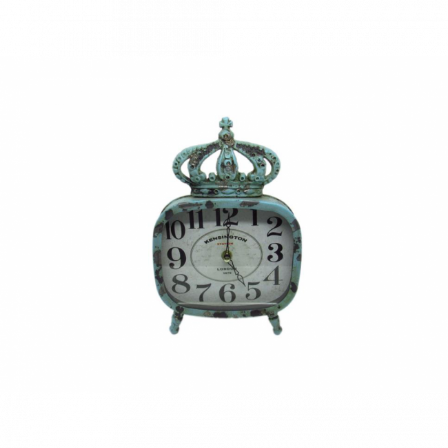 RELÓGIO METAL AZUL TURQUESA COROA NO TOPO (C 17 CM | L 5 CM | A 27 CM)