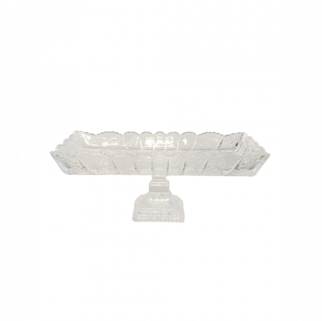PORTA TORTA RETANGULAR CRISTAL LAPIDADO WOLFF TRANSPARENTE (C 30 CM | L 17 CM | A 12 CM)