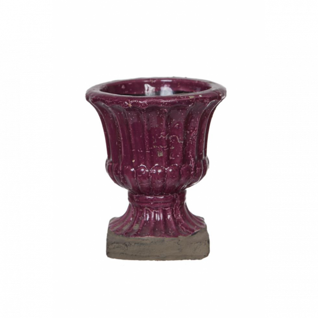 VASO TAÇA RÚSTICO MINI GOMOS CERÂMICA BORDÔ (D 9 CM | A 15 CM)