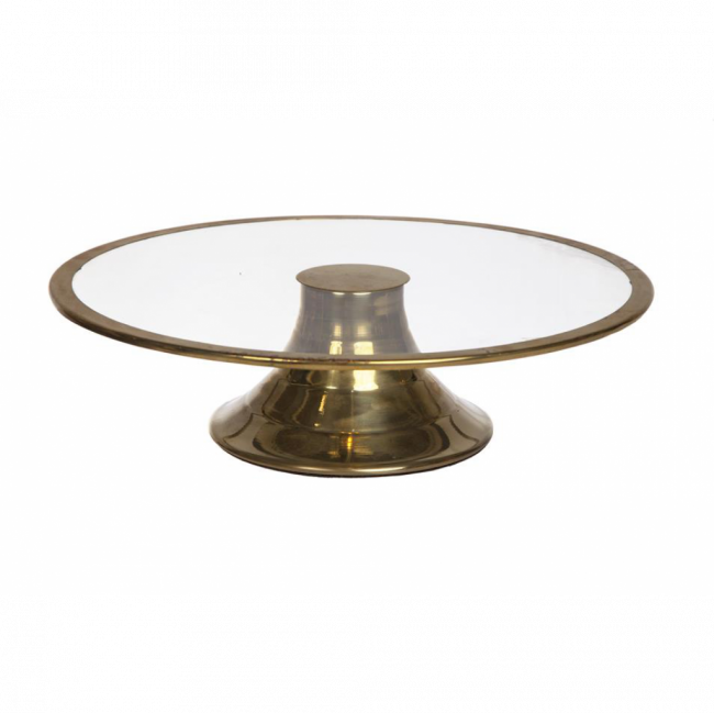 PORTA TORTA VIDRO E METAL DOURADO (D 40 CM | A 10 CM)