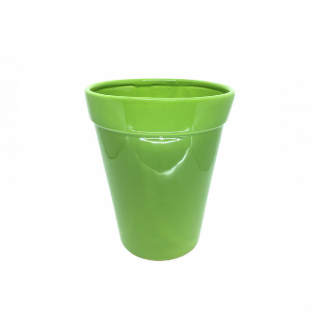 VASO VIOLETA CERÂMICA VERDE ERVILHA (D 20 CM | A 25 CM)