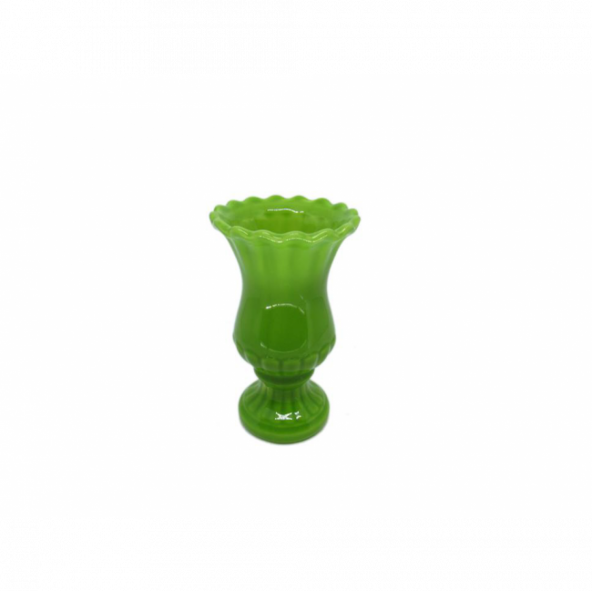 VASO PASTILLE CERÂMICA VERDE ERVILHA TAM P (D 10 CM | A 18 CM)