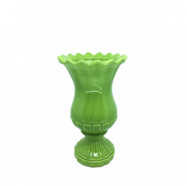 VASO PASTILLE CERÂMICA VERDE ERVILHA TAM M (D 15 CM | A 27 CM)