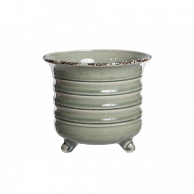 VASO RÚSTICO BAMBOLÊ CERÂMICA VERDE ÁGUA TAM M