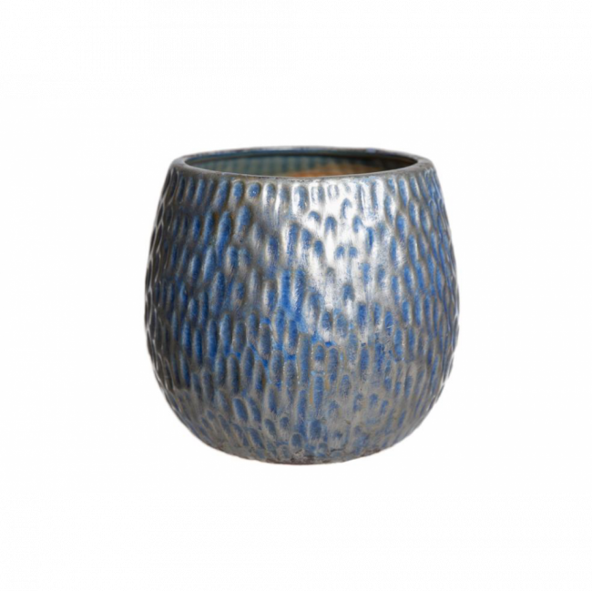 VASO RÚSTICO CERÂMICA AZUL PEROLADO TAM M (D 15 CM | A 17 CM)