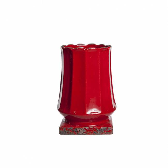 VASO RÚSTICO CANELADO CERÂMICA VERMELHO (D 14 CM | A 20 CM)