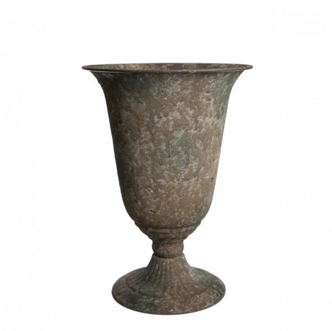 VASO TAÇA LISO METAL FERRUGEM TAM G (D 24 CM | A 34 CM)