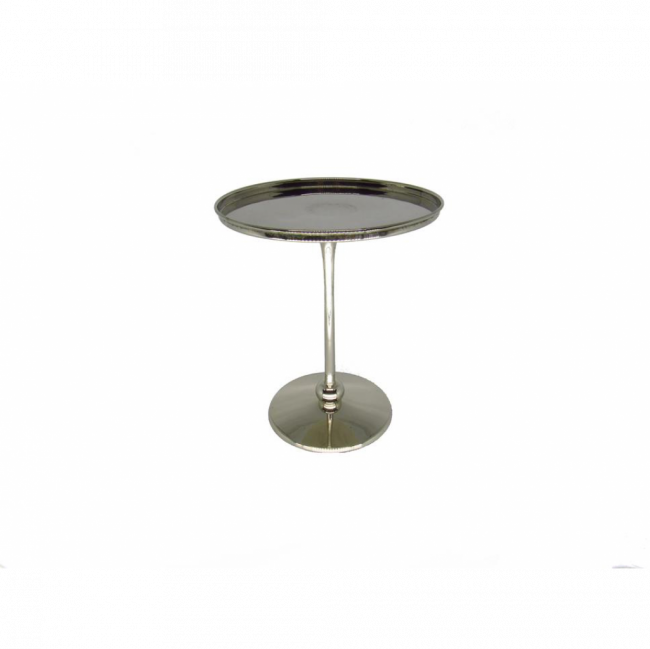 PORTA TORTA PÉ FINO METAL PRATEADO TAM M (D 18 CM | A 20 CM)