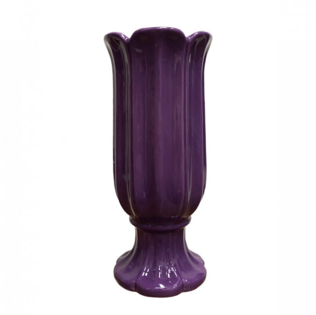 VASO TAÇA PÉTALA CERÂMICA ROXO TAM G (D 16 CM | A 36 CM)