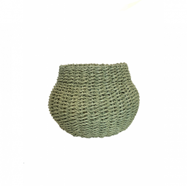 CESTA BALÃO TRESSÉ PALHA VERDE CELADON TAM P (D 25 CM | A 20 CM)