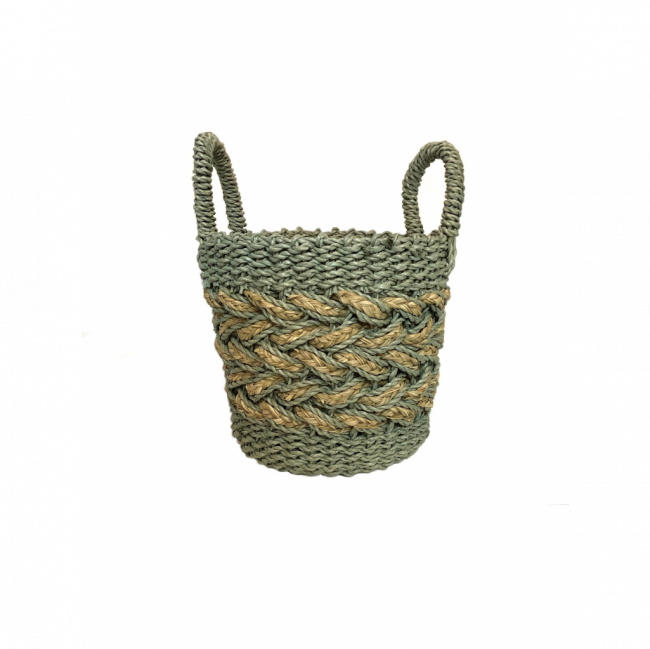CESTA TRESSÉ PALHA VERDE CELADON TAM P (D 30 CM | A 40 CM)